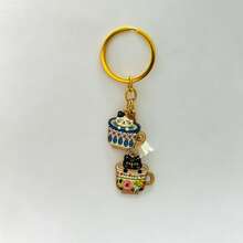 Vintage Floral Teacup Double Cat Keychain, Lazy Atmosphere, Healing Niche Accessory Pendant, Bohemian Style Enamel Cat Charm Cup With Napping Cute Pet, Exquisite Light Luxury Portable Key Chain - Enamel Cat Keychain - View 5