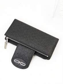 MINGYOU Women's Long Soft Exquisite PU Phone Wallet, Fashion Snap Closure Double Zipper Large Capacity Multifunctional Wallet Card Holder, Lightweight Minimalist Clutch Bag Suitable For Holiday Gift - Black - View 4