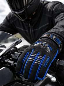 Waterproof, Non-Slip Motorcycle Gloves With Finger Grips - Azul - Ver 5