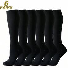 1/3/4/6/8 Pairs Black Beige White Blue Grey Sports Running Cycling Compression Socks, Unisex Circulation Running Nurse Socks - Multicolor - View 64