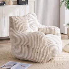 010-Soft Foam Pouf With Corduroy Cover, Beige - Beige - View 3