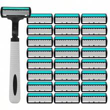 Maquinilla de afeitar manual de 6 capas con cuchillas reemplazables, interruptor de botón, lavable, afeitadora portátil de viaje, regalo ideal para hombres - Multicolor - Ver 10