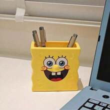 SpongeBob SquarePants 1個正方形可愛卡通蝸牛鉛筆筒，桌面收納盒，文具整理杯，桌面收納架，鉛筆筒，化妝刷筒，居家辦公室桌面配件，梳妝台桌面裝飾，給粉絲的創意禮物 - 彩色 - 查看 8
