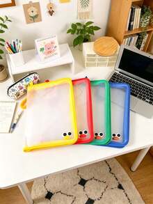1pc Versatile Clear Document Pouch Waterproof Zipper File Bag Large Capacity Wide Bottom Space Saving Multi Color Design Portable Organizer For Test Papers Home Work Certificates Bills Receipts Stationery Pencil Cases Ideal For School Office - Multiple Styles - View 11