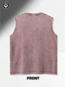 2026 Women's Vintage Fashion Vest, 100% Cotton Sleeveless Vest, Washed And Distressed Tank Top, Printed With Western Cowboy Vintage Lettering - 淺棕色 - 查看 2