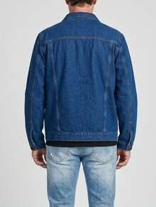 Men's Denim Jacket With Pockets And Buttons - Lisa oscura - Ver 3