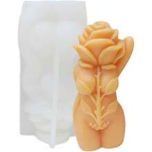 Moldes de silicona para velas de cuerpo de rosa 3D para hacer velas de resina, pilares de aromaterapia, velas de cera, jabn floral, arcilla para manualidades - Cuerpo de rosa - Ver 2