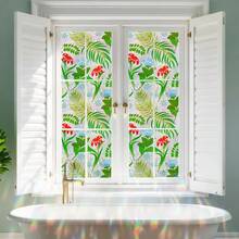 1 Roll Tropical Greenery & Wildflower Window Film, 44.5cm(17.5in) Wide, Static Cling Glue-Free Privacy Glass Sticker, Holographic Prism Effect, UV Protection, Removable, With Installation Tools, Suitable For Home, Office, School, Classroom, Dorm - Wild Fun - View 3