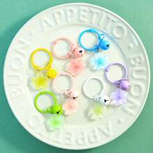 Colorful Cherry Blossom Card Ring Bell Keychain Sweet Fresh Bag Pendant Accessory DIY Perler Beads Material Random 3/5pcs - Multicolor - View 4
