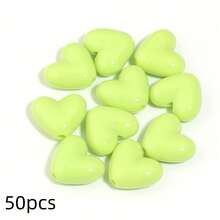 50pcs 3D Acrylic Candy Color Heart Beads, Shiny Colorful Heart-Shaped Beads For DIY Jewelry Making, Necklace, Earrings, Bracelet, Keychain Decorative Accessories - Heart-shaped - View 13