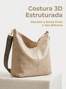 Women's High-Quality PU Bucket Bag, Wide Adjustable Printed Strap, Casual Street Style For Everyday Use - 象牙色 - 查看 4