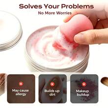 Makeup Brush Cleaner Soap With Silicone Cleaning Pad,2-In-1 Solid Makeup Brush Cleaner Balm,Deeply Cleans Waterproof Makeup For Synthetic And Natural Brushes And Sponges (Heart 100g)Make Up Sponge/Eyebrow Gel Pencil/Facial Sponge/Makeup Pencil - Heart-shaped - View 4