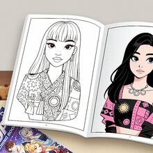 Fashion K-POP Idol Coloring Book With Cute Cartoon Characters, Portable Relaxation Coloring Pages For Stress Relief, Creative Art Supplies Gift For K-POP Lovers Girls Teens - Single Piece - View 4