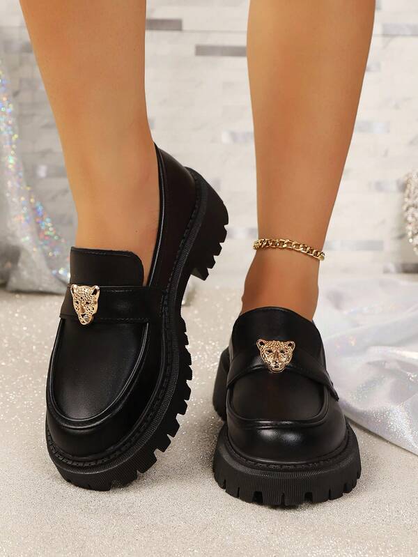 2026 Nuevos mocasines de suela gruesa y negros para mujer, zapatos casuales de plataforma retro de unicolor y con puntera redonda tipo Mary Jane, ideales para el uso diario y el trayecto al trabajo