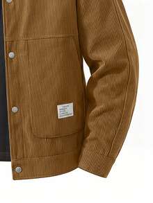Men's Casual Sports Corduroy Windbreaker Jacket, Spring/Autumn Retro Multi-Pocket Utility Jacket - Coffee Brown - View 4