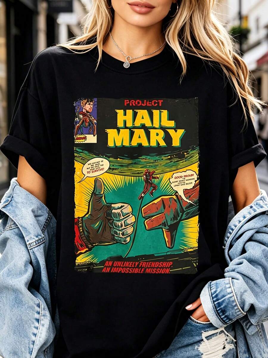 <Project Hail="" Mary="">Comic Design T-Shirt</Project>Unisex YFUG - Black - View 1