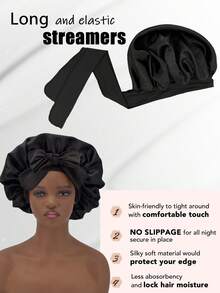 4pcs/Set Women's Solid Color Bow Decor Satin Casual Sleep Cap, Suitable For Daily Life, Soft Elastic Band Satin Sleep Cap, Suitable For Beach, Travel - 4Pcs SM43-57-3 - View 6