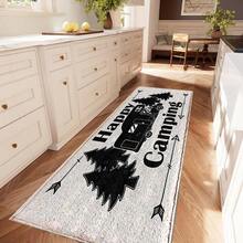 1pc Camping Simple Pattern Print Faux Cashmere Surface TPR Bottom Door Mat, Bathroom Mat, Kitchen Mat, Laundry Room Mat, Holiday Atmosphere Decoration, Home Decor, Party Decoration, Wedding Decoration, Dining & Kitchen Decoration - Multicolor - View 8