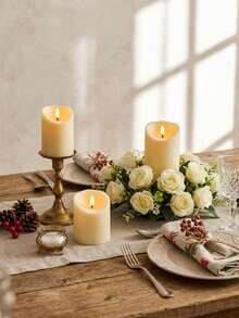 3 piezas de velas sin llama parpadeantes con control remoto y temporizador, funcionan con batería, adecuadas para Navidad, Halloween, Día de San Valentín, Día de la Madre, mesa de comedor, boda, fiesta, regalo, luz de decoración de ambiente festivo - luz cálida - Ver 9