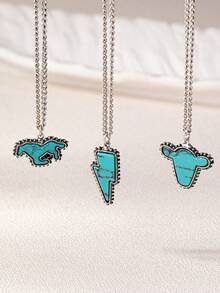 Juego de 3 collares apilados estilo occidental con decoración de piedra turquesa y plata antigua, Howdy Y'all - Multicolor - Ver 4