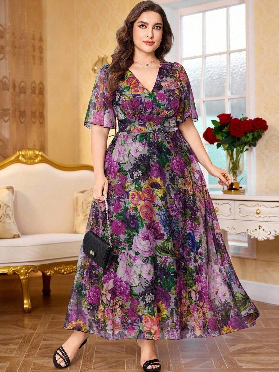 Plus Size Dresses - Purple - View 1