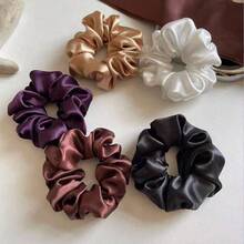 Korean Style Ins Pleated Scrunchie, Girly Aesthetic, Essential Accessory For Bun Hairstyles Ponytail Hair Ties Elastic Rubber Band - Multicolor - View 5