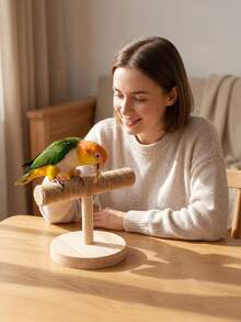 Parrot Natural Wood Rope Desktop Training Stand, Mori Style Minimalist Anti-Slip Claw Grinding Stable Base, Interactive Training And Boredom Relief Desktop Resting Supplies For Small To Medium Parrots - View 8