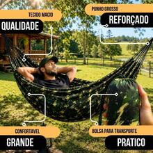 Rede De Dormir Descanso Camping Nylon Camuflada Pesca Exercito Acampamento - Verde Militar - Visão 4