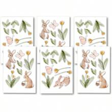 - Calcomanas de pared para guardera, diseo de acuarela, para verano, con diseo de conejitos y flores, reutilizables y extrables - Vistoso - Ver 5