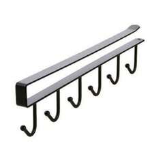 1pc Minimalist Practical Black 6-Hook No-Drill Multi-Function Hanging Rail, Self-Adhesive Kitchen Utensil Storage Rack, Suitable For Kitchen, Home Storage, Perfect For New Year, Valentine's Day, Mother's Day, Graduation, Back To School And Other Occasions - Multicolor - View 11