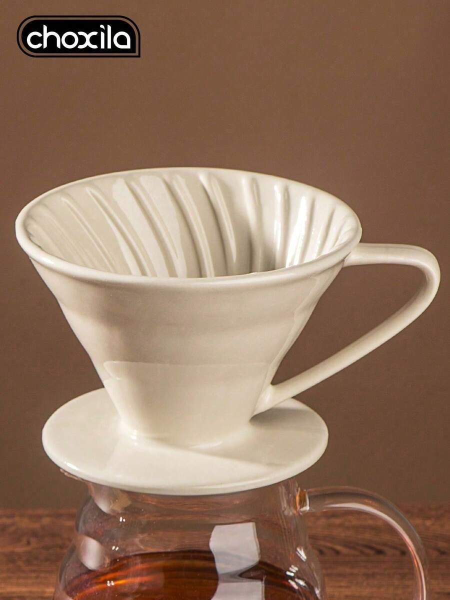 choxila 1 buah Penyaring Kopi Keramik, Filter Kopi Tuang, Pembuat Kopi Tetes Share Pot, Alat Seduh Kopi Tuang Kerucut yang Dapat Digunakan Kembali, Aksesoris Kopi - Krem - View 1