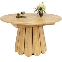 Extendable Dining Table, Kitchen Table, Balcony Table, Wooden Dining Table, Round Table That Extends To Oval, 118-158 Cm, Seats Up To 6, Wood Color - 自然色 - 查看 9