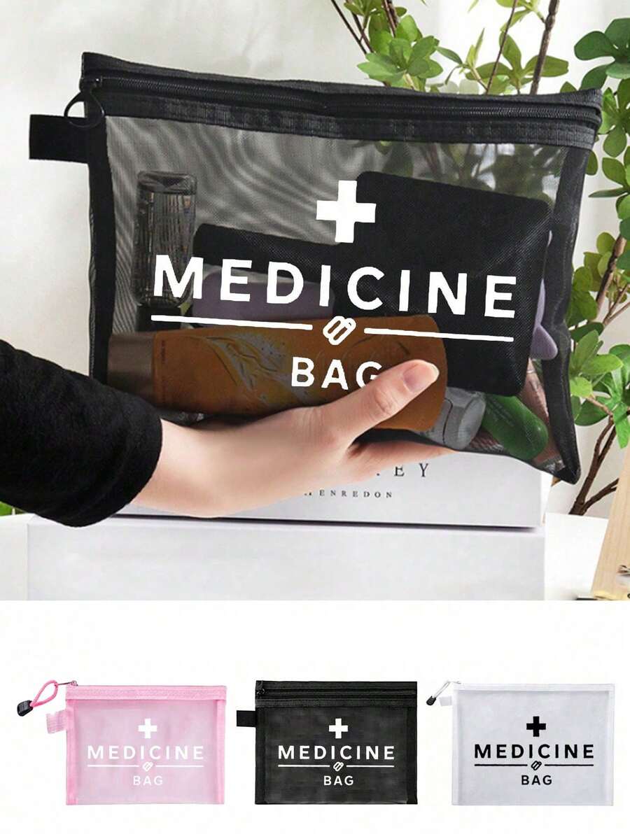 網格化妝包附「」& RFID 防盜刷卡套，便攜式收納袋，化妝包，護膚包，旅行必需品，度假必需品