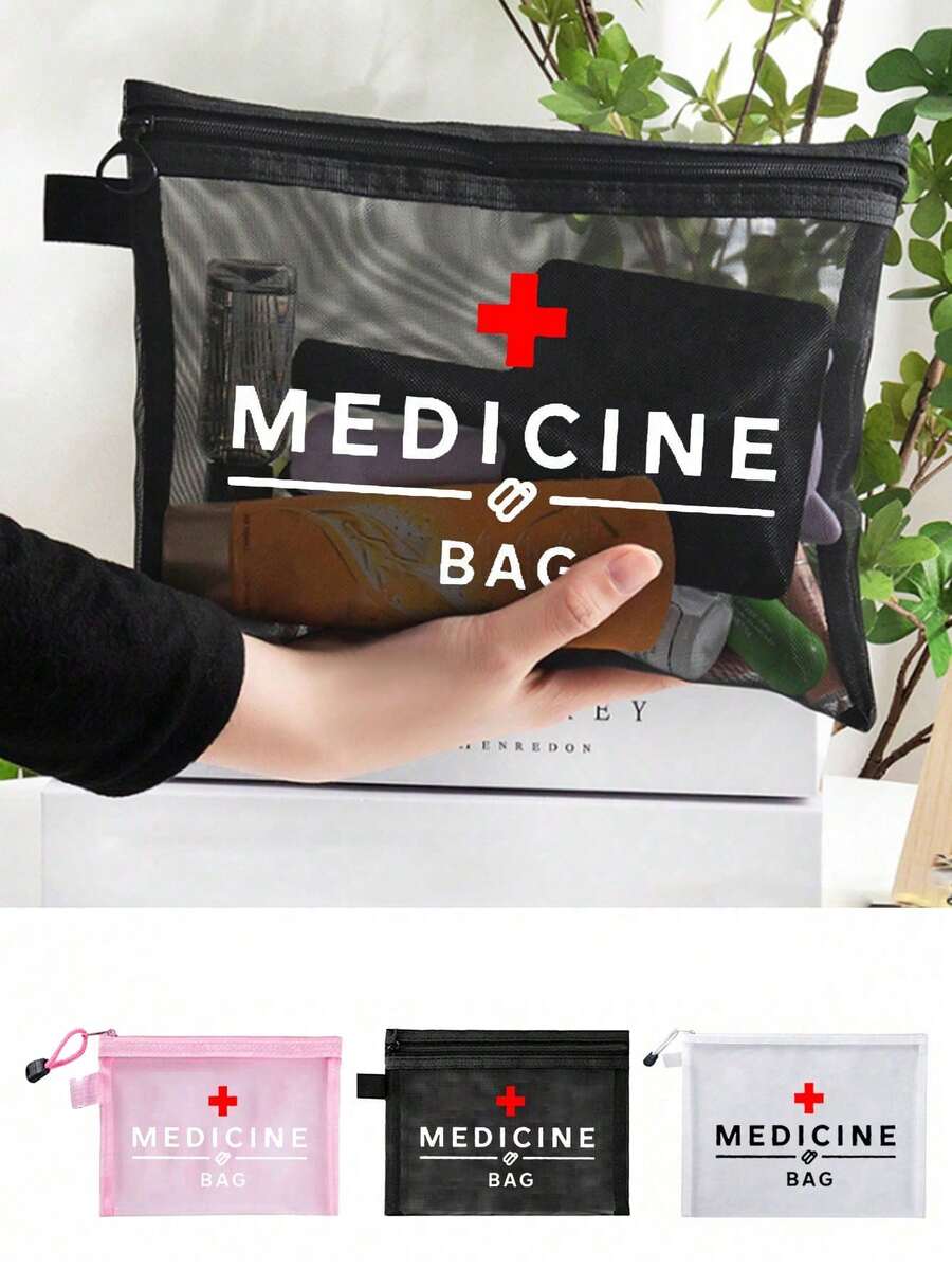网眼化妆包，印有“药品”字样，便携式收纳袋，化妆包，护肤品收纳包，旅行必备，宿舍用品，新娘礼物，母亲节礼物，生日礼物，送给朋友和老师的礼物，药品收纳袋，浴室收纳袋，珠宝收纳袋，唇彩和化妆品收纳袋，学生宿舍洗漱包，送给妻子、家人、朋友、同事的礼物