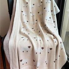 1pc 100% Pure Cotton Knitted Baby Blanket, Cute Sheep Pattern, Soft All-Season Newborn Swaddle, 80x100cm - Beige - View 5