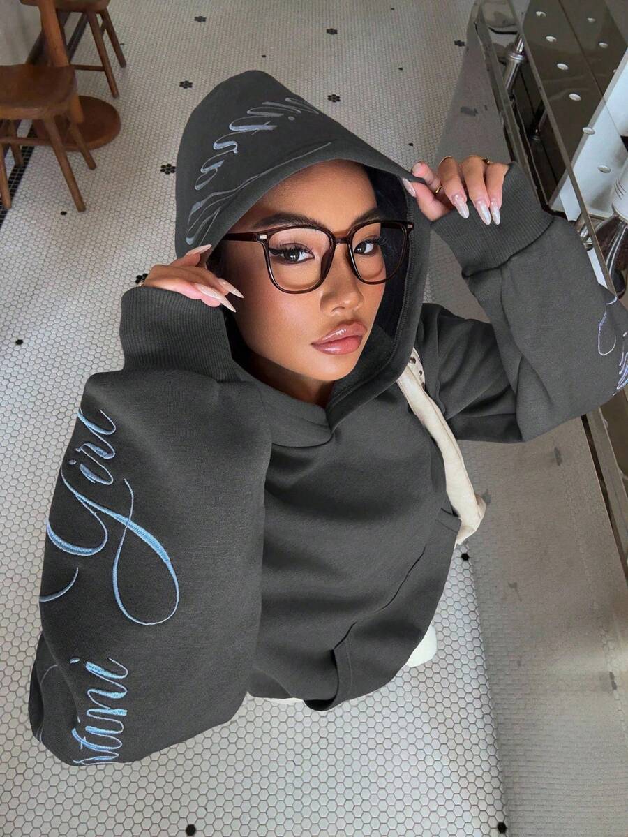 Sudadera Deportiva Casual de Verano para Mujer, Estilo Universitario a Rayas, Color Negro-Blanco-Gris - Gris Oscuro - Ver 1