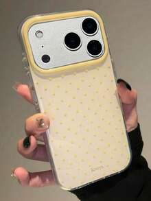 可愛粉色波點圖案亮面果凍手機殼，適用於 iPhone 18 Pro Max 17 Pro Max 16 Pro Max 17 16 15 14 13 12 Pro Max 11，可愛防震軟背蓋 - 黃色 - 查看 4