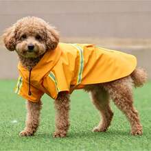 1件大狗雨衣披風斗篷，附反光條，防風防水連帽寵物雨衣狗服 - 黃色 - 查看 3