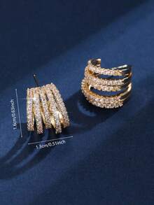 1 Pair Luxury Multi-Layer Exquisite C-Shaped Stud Earrings, High-End Niche Earrings, Commuter Versatile Elegant Ear Jewelry - Earrings - View 2