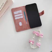 Buckle Calf Skin Texture Flip Cover Shockproof Phone Case + Kickstand Phone Case + Quality Printing Craft + A Complete Set Of Phone Cases Compatible With Apple 17promax/15promax/14promax/13promax/12promax/11promax/XSMAX/7/8PLUS Compatible With Apple 11/12/13/14/15promax .Galaxy S10/20/21/22/23S24U/A05/A14/A24/A25/A34/A54 Series Redminote11/12/13pro /HONOR 70/90/X7/X8/X6/X9AB Series Phone Case Models - Pink - View 3