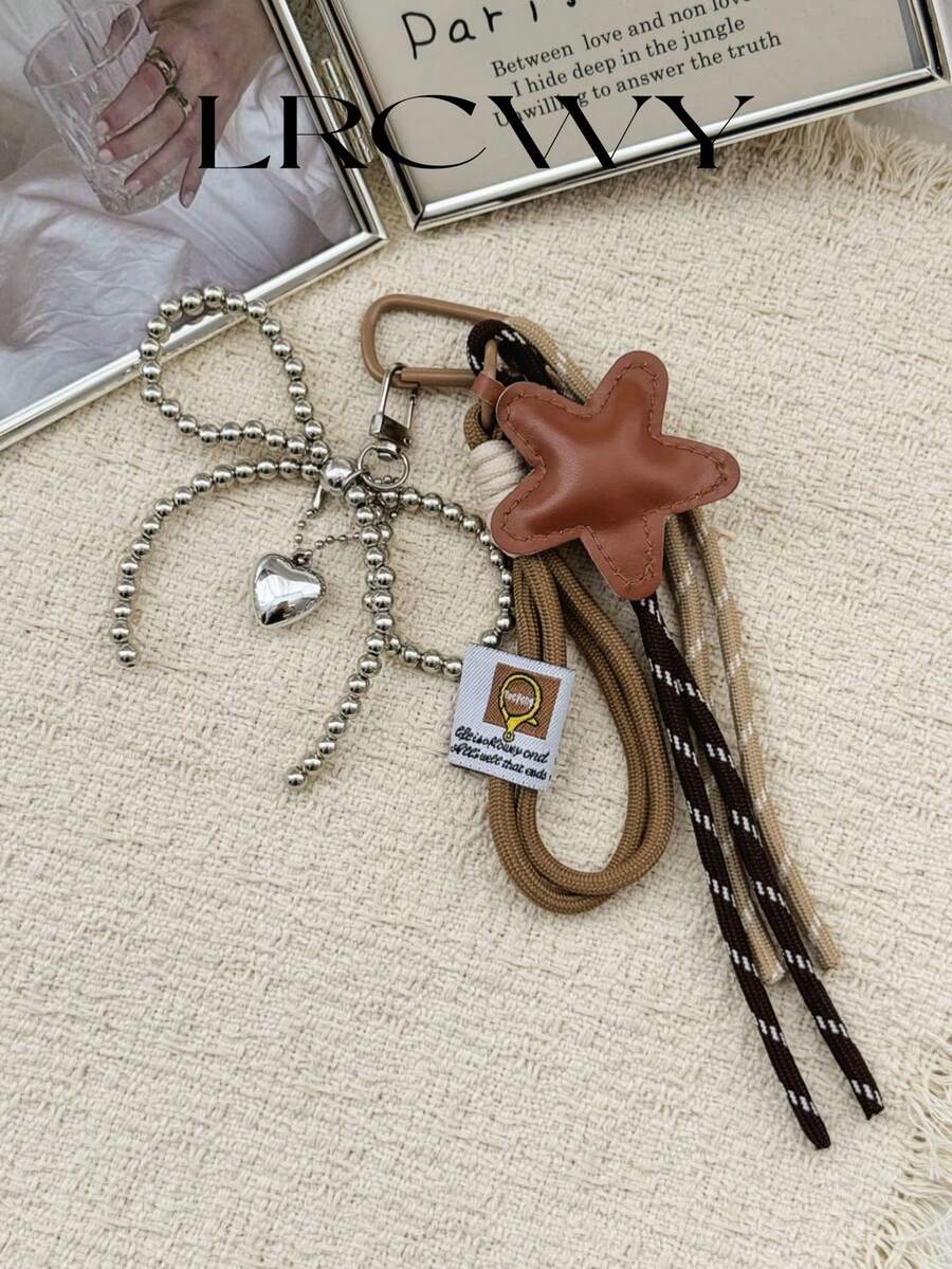 Women's Fashion Personalized Coffee Star Rope Knot Bag Charm - Brown - View 1
