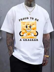 % algodón, camiseta casual de manga corta y cuello redondo para hombre Proud to be a Cookie Man, top versátil, camiseta ligeramente elástica con estampado en el cuello redondo, reg - Azul marino - Ver 11