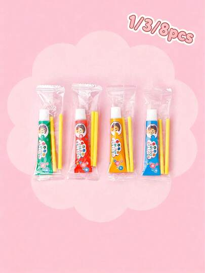 1/3/8 piezas Pegamento de burbujas arcoíris de tamaño mini y color aleatorio, juguete para soplar burbujas para niños, también un regalo para amigos de la infancia para recordar el pasado