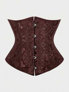 Underbust Corsets For Women,Corset Belt, Women's Floral Jacquard Lace Up Under Boob Corset Slimmer Body Shaper - 棕色 - 查看 1
