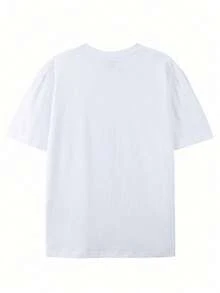 Disney Stitch Noke Letter Men Oversized Tee, Camisetas Para Hombre, Graphic Tee, Summer Clothes, Men Clothing, Lilo & Stitch Short Sleeve Top - 白色 - 查看 2