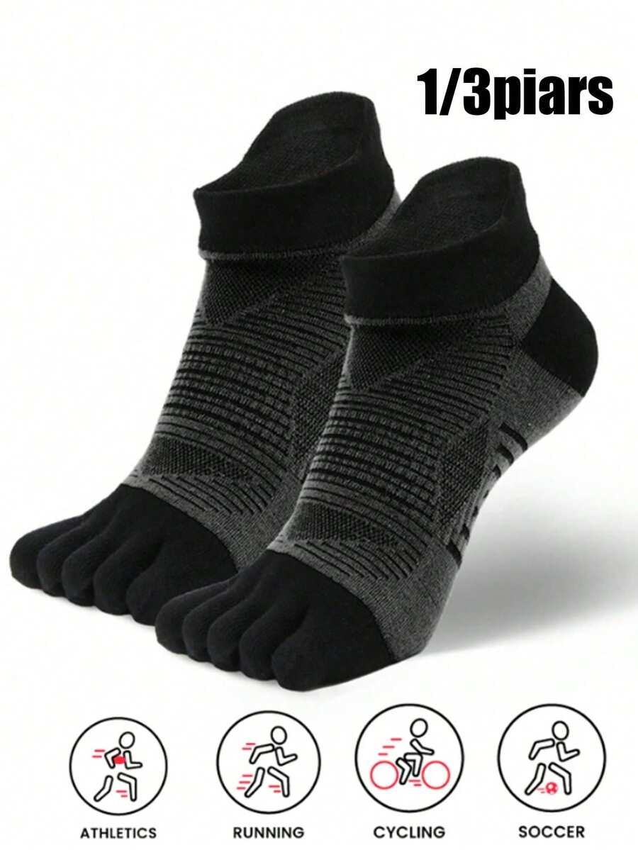 1 Paire/3 Paires de chaussettes à cinq orteils épaissies et améliorées WRELS, chaussettes invisibles de sport haute performance, convenant pour la course, les jeux de balle et les activités de plein air