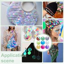 20g 58pcs Flat Round Loose Sequins 30mm Large Hole Sequin 3cm Bulk Embroidery Craft Sequin Colorful PVC Iridescent Applique For Garment Jewelry Making DIY Sewing Accessories, Aesthetic - 20 Grams - View 12