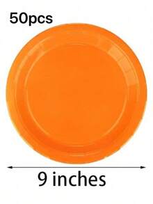 100/50/20/10pcs Orange Round Dessert Cake Plates, Includes 7 Inch And 9 Inch, Bulk Party Supplies, Orange Sturdy Party Plates Suitable For Birthday, Wedding, Baby Shower, Gender Reveal Party, Etc. - Orange - View 11