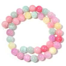 1 Strand Candy Colorful Beige Jade Round Beads (Approx. 30-90pcs) Green Jade Loose Beads For Handmade DIY Bracelet Necklace Jewelry Making - Candy Beads - View 8