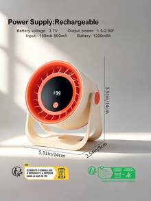 AOYI 小型桌上壁掛雙用電風扇，199級風速 & 1200mAh，可充電式便攜風扇，360度旋轉，夏季居家、公寓、學校、大學宿舍、工作、學習必備，送給家人、朋友的禮物 - 檯面風扇 - 查看 12